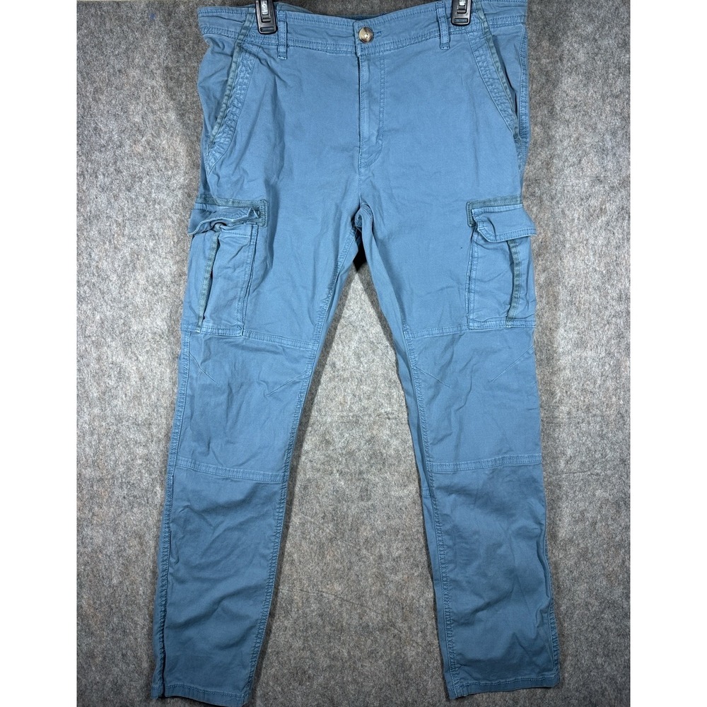 Sun Stone Cargo Pants Men's 36 Blue Utility Workwear Cotton Stretch Pockets